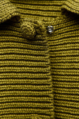 CHUNKY KNIT CARDIGAN WITH PETER PAN COLLAR - Zara фото 6