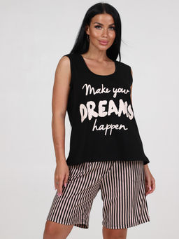 785 ПИЖАМА ЖЕНСКАЯ (шорты) (Черный/бежевая полоса) - А-дина фото 3