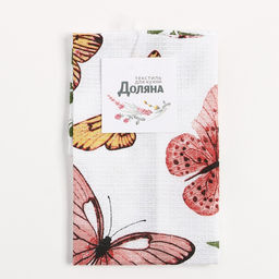 Цена за 2 шт. Полотенце Доляна Бабочки 28х46 см, 100% хлопок, вафля 160 г/м2  фото 5