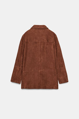 ZW COLLECTION LIMITED EDITION OVERSIZED SUEDE LEATHER BLAZER - Zara фото 13