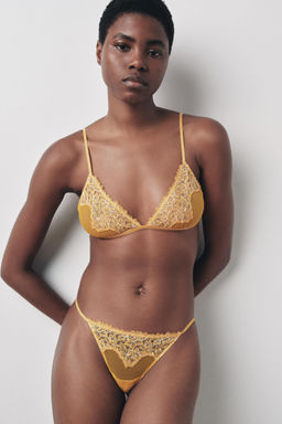 MESH THONG WITH LACE TRIM