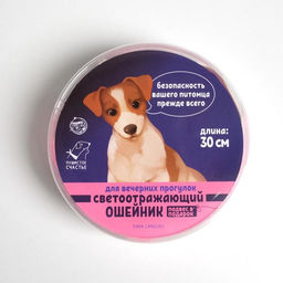 Ошейник светоотражающий с адресником, 30 х 1 см, капрон, цвет розовый - Пушистое счастье фото 3