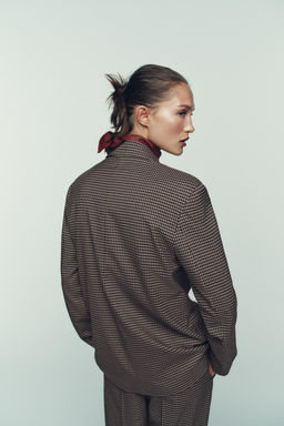 OVERSIZE DOUBLE-BREASTED CHECK BLAZER - Zara фото 5