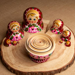 Матрёшка дерево «Цветочки розовое платье», 10 кукольная, 12-14 см