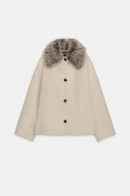 WOOL BLEND JACKET WITH FAUX FUR COLLAR ZW COLLECTION - Zara фото 15