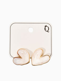 Цена за 2 шт. Серьги "Сердечки перламутровые", цвет белый в золоте