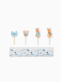 Цена за 2 шт. Пасхальный декор для кулича и яиц Зайчики, краска, тату, ободок, топперы, перчатки