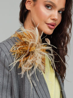 авторская Брошь с натуральным страусиным перьям премиального качества - Sahar art lab фото 8