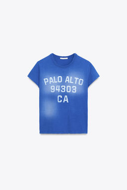 FADED-EFFECT TEXT T-SHIRT - Zara фото 6