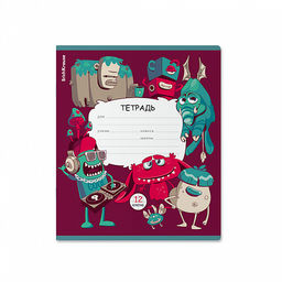 Цена за 10 шт. Тетрадь школьная ученическая ErichKrause Monsters, 12 листов, клетка (в плёнке по 10 шт.)_MIX-PACK  фото 4