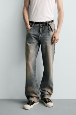 JEANS FLARE FIT LAVADO MANCHAS / Azul tinta - Zara фото 2