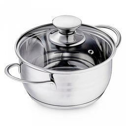 Кастрюля из нержавеющей стали Bimbo Vitro 1л, д14см, h7см, s0,5мм, дно s2,9мм, стеклянная крышка, ручки из нержавеющей стали, точечная сварка (Китай) Подходит для всех видов плит, включая индукционную.
