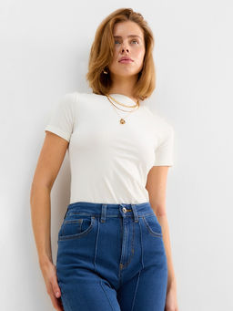 Джинсы женские клёш со стрелкой MINAKU: Jeans Collection, размер 42, синие