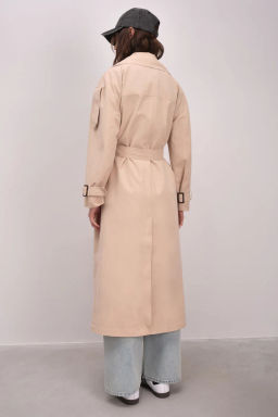 Двубортный темно-бежевый плащ-макси - Incity фото 12