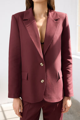 Limited Edition Bordo Regular Astarl? Dokuma Blazer Ceket TWOAW23BC00132