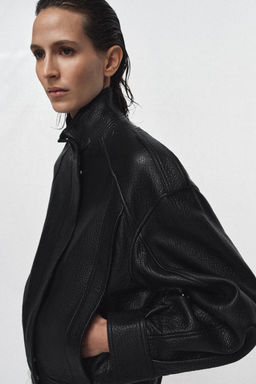 LEATHER BOMBER JACKET ZW COLLECTION LIMITED EDITION - Zara фото 25