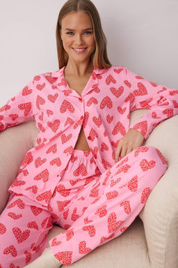 Trendyolmilla Pembe %100 Pamuklu Leopar Kalpli Orme Pijama Tak?m? THMAW25PT00142 фото 2