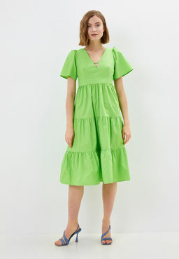 Зеленое хлопковое платье