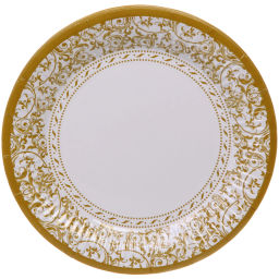 Цена за 6 шт. Тарелка бумажная 18 см в наборе 10 шт "Орнамент", золото
