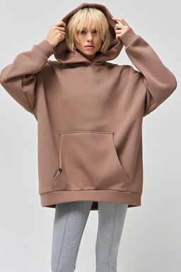 Худи из футера с начесом мокко