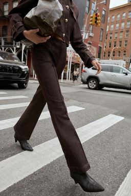 CONTRAST STITCH SEAM DETAIL FLARE TROUSERS - Zara фото 3