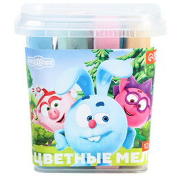 Мелки цветные, 12 штук, 10 цветов Смешарики фото 6