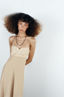 VESTIDO MIDI TIRANTES COMBINADO / Crudo - Zara фото 2