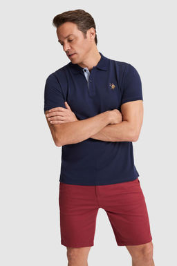 Erkek Lacivert Regular Fit Polo Yaka Basic Ti__rt