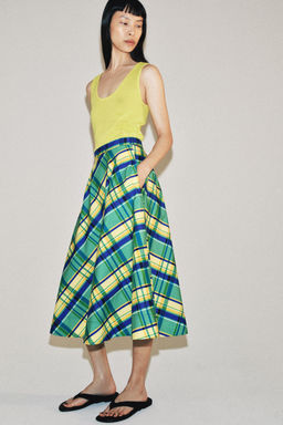 FALDA MIDI CUADROS ZW COLLECTION / Multicolor