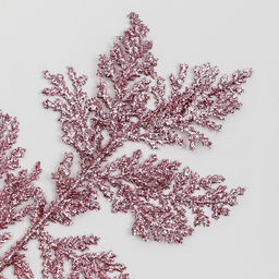 Цена за 10 шт. Ветка декоративная новогодняя Изумление, розовая, 0.3?12?28 см