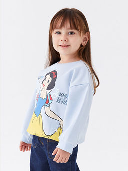 Bisiklet Yaka Pamuk Prenses Bask?l? K?z Bebek Sweatshirt