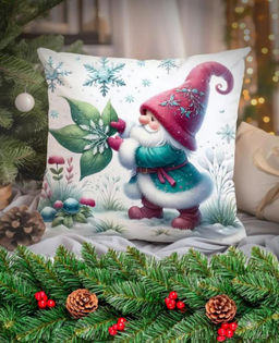 Наволочка декоративная новогодняя 45х45 на молнии, без наполнения