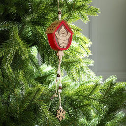 Ёлочная игрушка Домик с Дедом Морозом, 9х8х4 см, от батареек, свечение тёплое белое - Luazon lighting фото 3