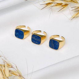 Кольцо регулируемое из хирургической стали с Лазуритом 17,5-18 р