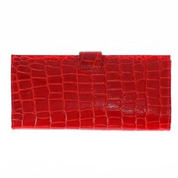 Портмоне женское Croco-ПР-950 с хлястиком натуральная кожа 2 отд, 13 карм, красный крокодил (203) 202856  фото 2
