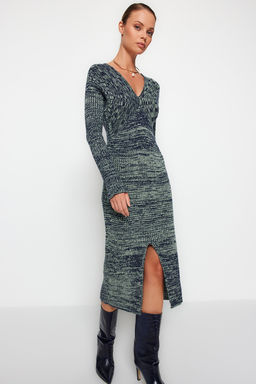TRENDYOLMILLA Siyah Midi Triko Degrade Elbise TWOAW24EL00016 фото 9