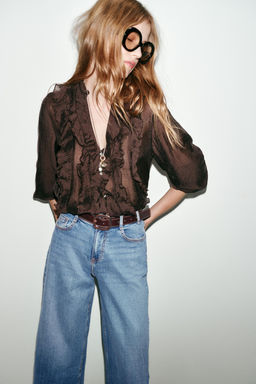 BLUSA VOLANTES LUNARES / Marr?n - Zara фото 2