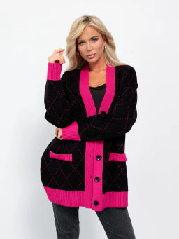 JETTY Кардиган вязаный на пуговицах оверсайз