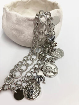 Браслет жемчуг PR3743 серебро (дельфины)