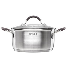 Кастрюля из нержавеющей стали Lira 2л, д18см, h8,8см, s0,5мм, дно д16см, s4мм, стеклянная жаропрочная крышка, стальной обод, пароотвод, силиконовые вставки коричневого цвета, капсулированное дно, полировка внешняя - матовая, внутренняя - матовая, м