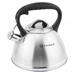 Чайник из нержавеющей стали "Zeidan" 3л, со свистком, комбинированная полировка корпуса, фиксированная бакелитовая ручка, курковый механизм, капсулированное индукционное дно, подарочная коробка (Китай) Подходит для всех видов плит, включая индукционн