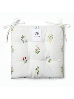 Подушка на стул Этель. Цветочек, 42?42?7 см, белая