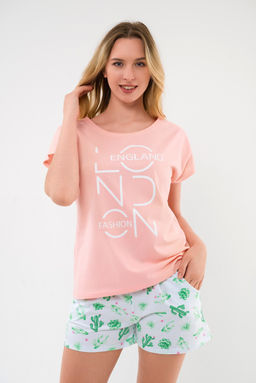 Пижама женская из футболки и шорт из кулирки Алиса розовый - Амадэль фото 3