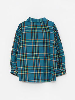 Kap??onlu Uzun Kollu Ekose Desenli Erkek Bebek G?mlek