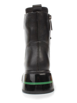 01-P514-4 BLACK/GREEN Ботинки демисезонные женские (натуральная кожа, байка) - Фабричный китай фото 10