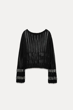 MESH JERSEY TOP WITH BEADING - Zara фото 8