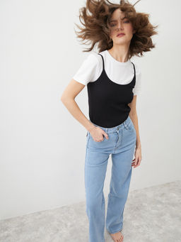 Женские джинсы широкие с высокой посадкой - Mossmore фото 6