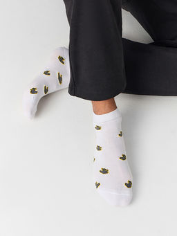 Цена за 5 пар! Носки мужские белые с рисунком в виде злых уток