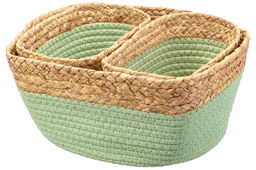 Набор 3 плетеных корзин 1 корзинка 30*25*14 см, 2 корзинки 22*14*12 см, зеленый - Elan gallery фото 4