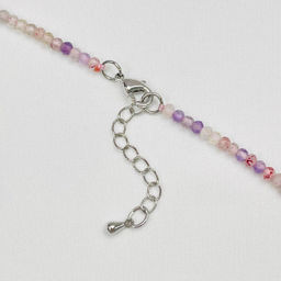 Колье из Рутилового кварца, Аметиста и Клубничного кварца 42 см +